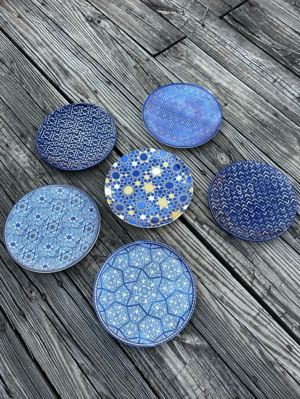 Williams Sonoma Salad Plate Set with Blue Star of David mosaic 2015